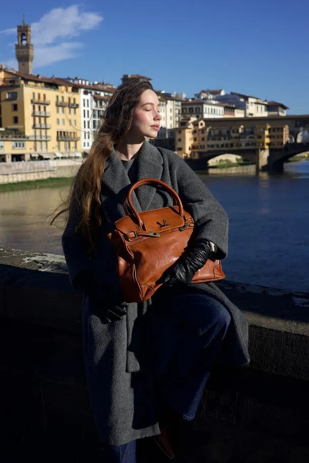 Siena Washed Calfskin Handbag | Camel Brown