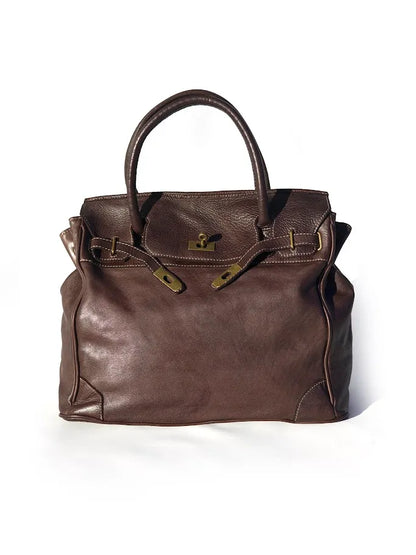 Siena Washed Calfskin Handbag | Chocolate Brown
