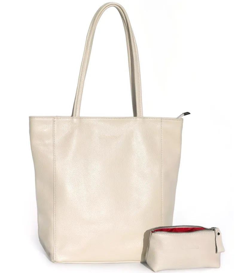 Grace Tote Bag Cream and Cosmetic Bag Set