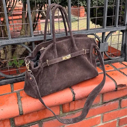 Monica Handbag Chocolate Brown Suede