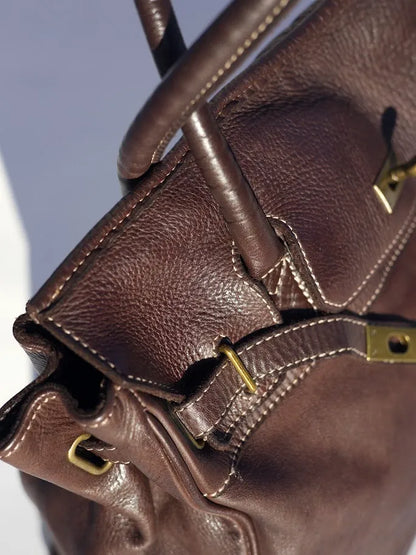 Siena Washed Calfskin Handbag | Chocolate Brown