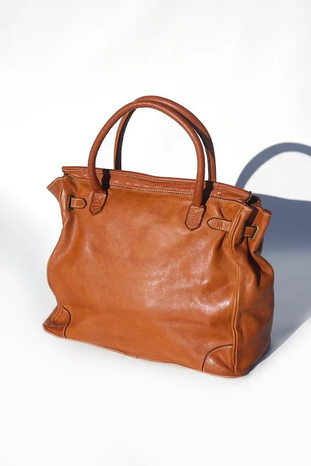 Siena Washed Calfskin Handbag | Camel Brown