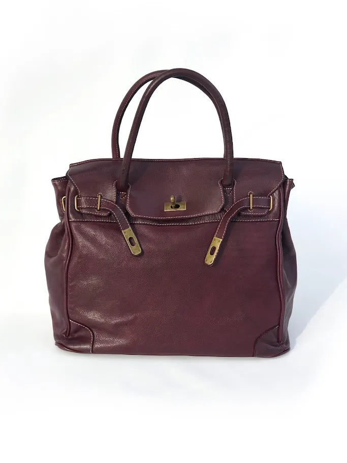 Siena Washed Calfskin Handbag | Plum