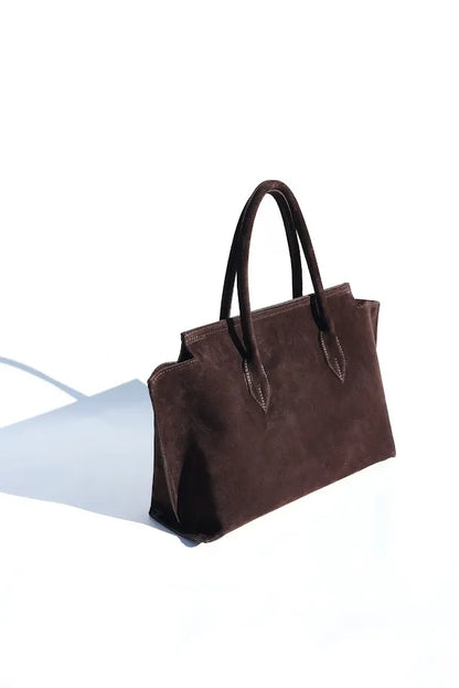 Marta Handbag in Suede Chocolate Brown