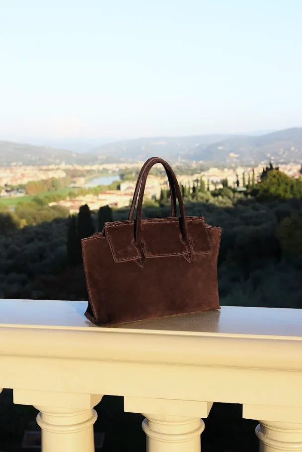Marta Handbag in Suede Chocolate Brown