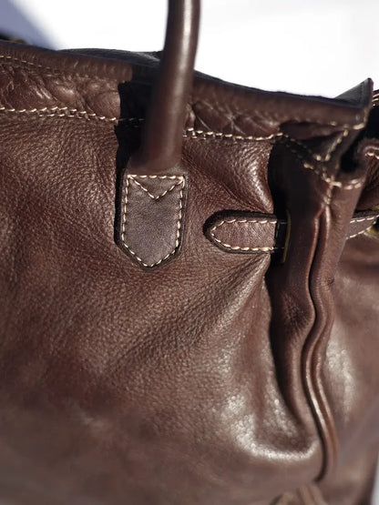 Siena Washed Calfskin Handbag | Chocolate Brown