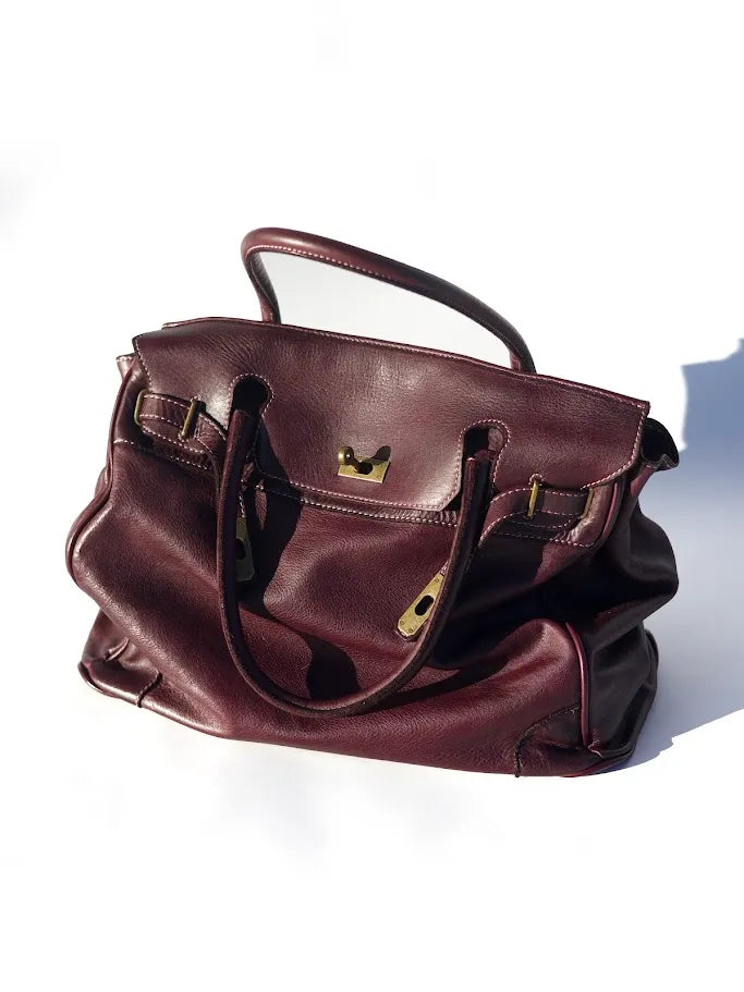 Siena Washed Calfskin Handbag | Plum
