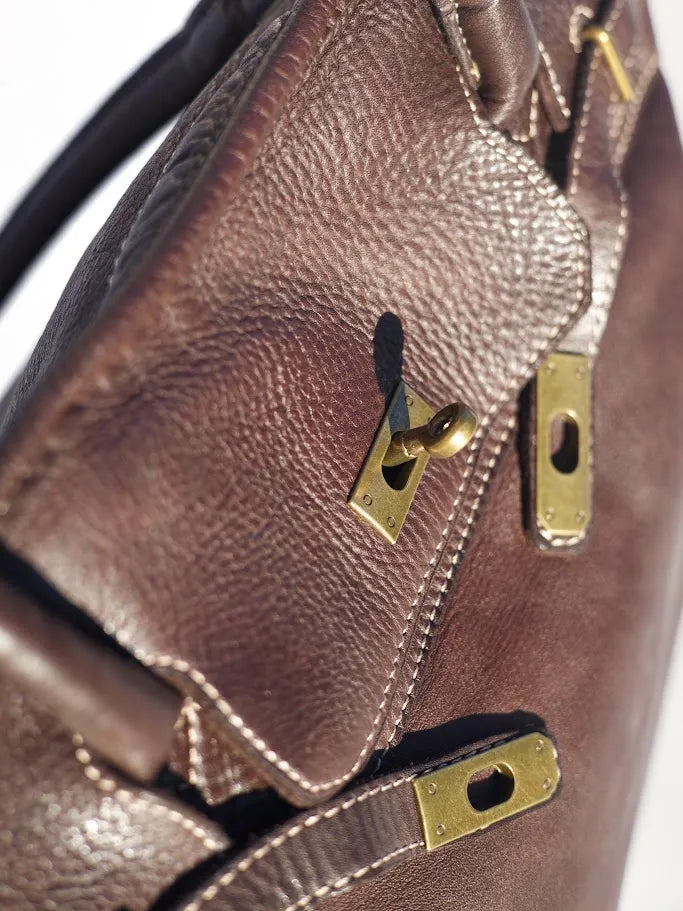 Siena Washed Calfskin Handbag | Chocolate Brown