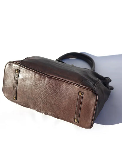 Siena Washed Calfskin Handbag | Chocolate Brown