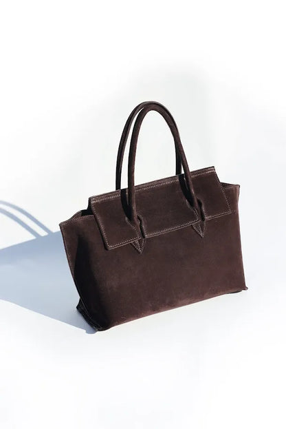 Marta Handbag in Suede Chocolate Brown