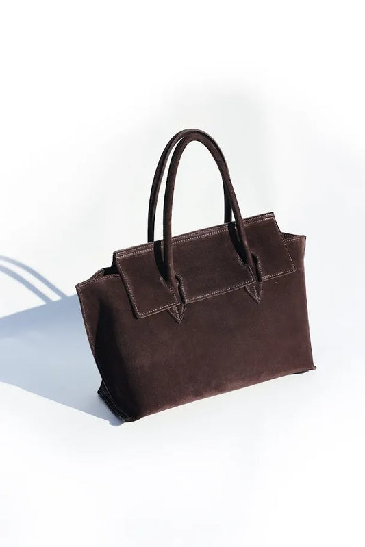 Marta Handbag in Suede Chocolate Brown