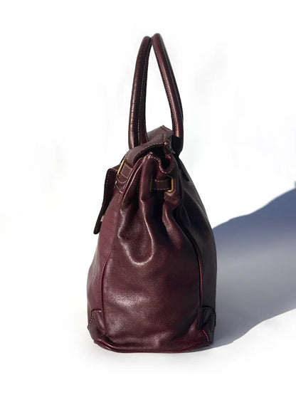 Siena Washed Calfskin Handbag | Plum
