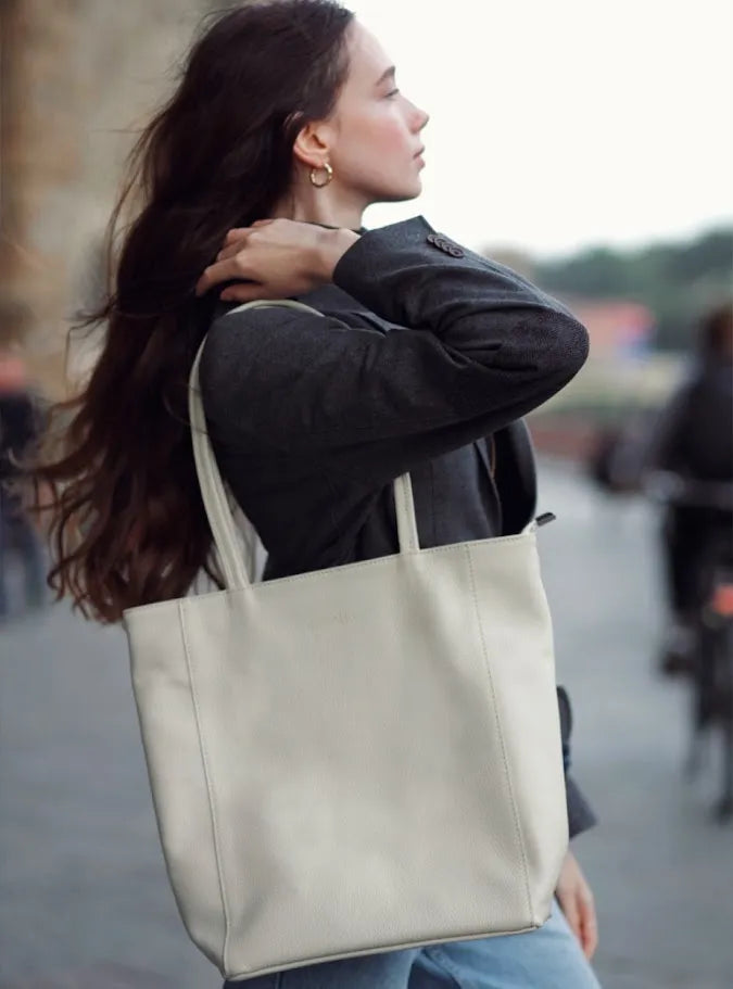 Grace Tote Bag Cream and Cosmetic Bag Set
