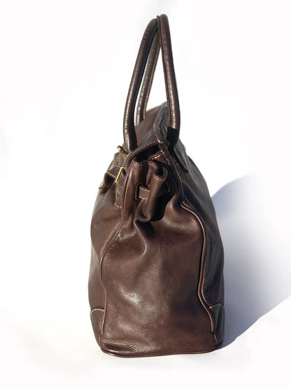 Siena Washed Calfskin Handbag | Chocolate Brown