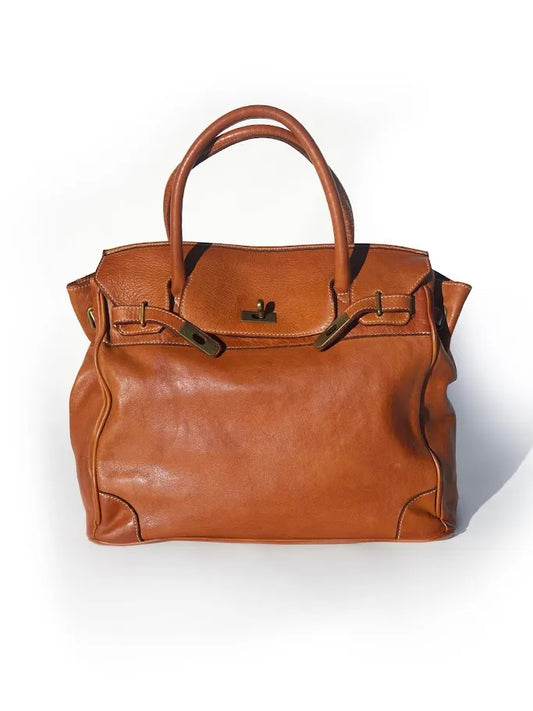 Siena Washed Calfskin Handbag | Camel Brown