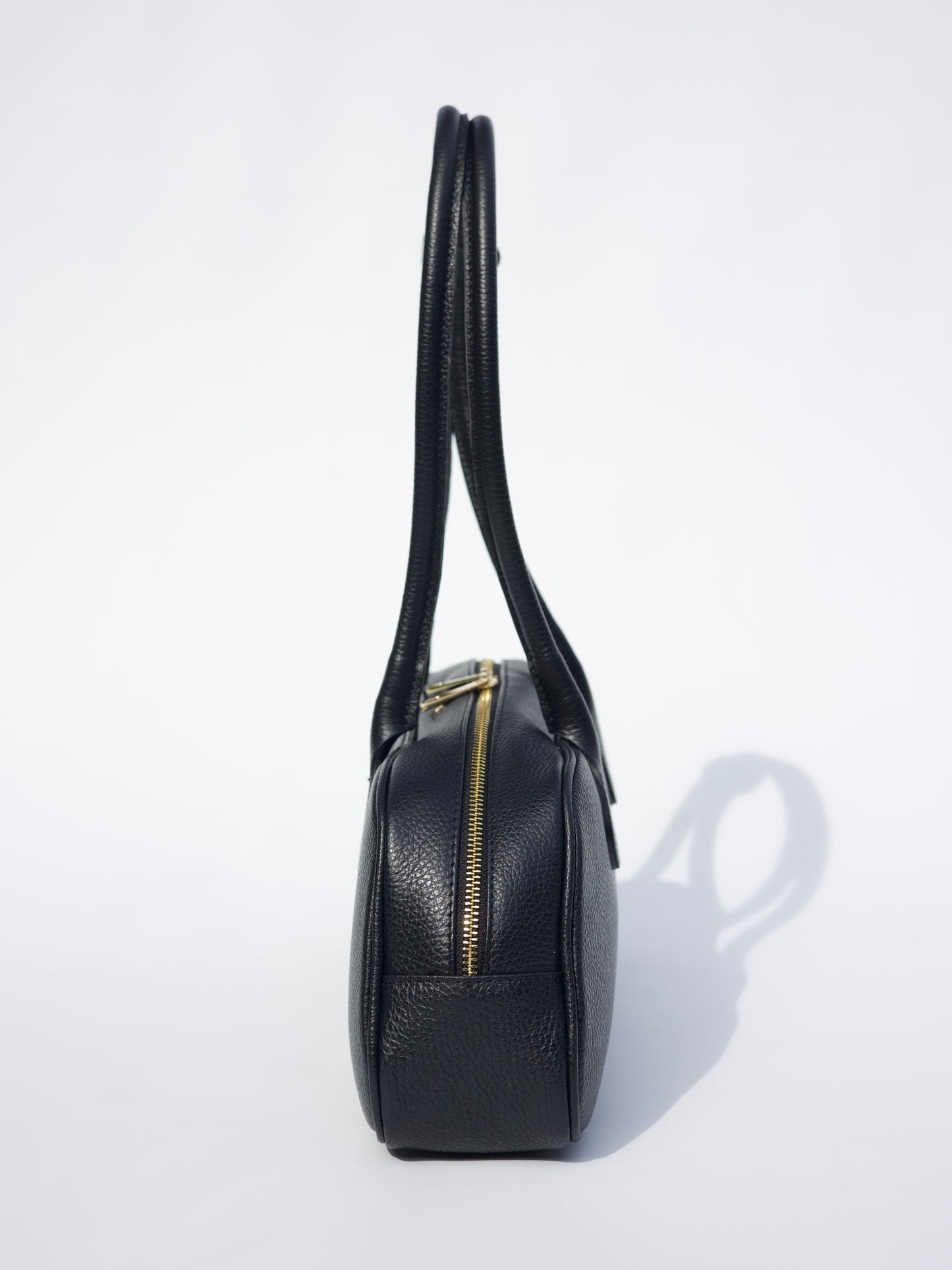 Nina East West Leather Shoulder Bag in  Black
