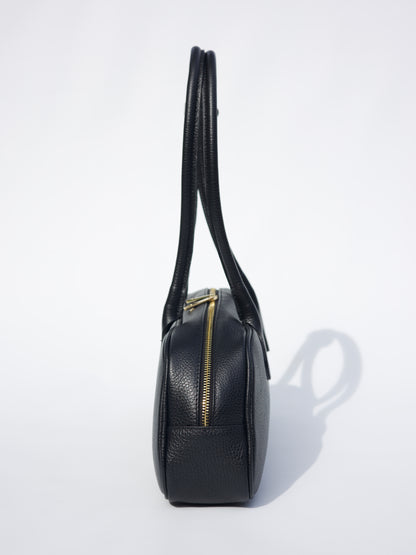 Nina East West Leather Shoulder Bag in  Black