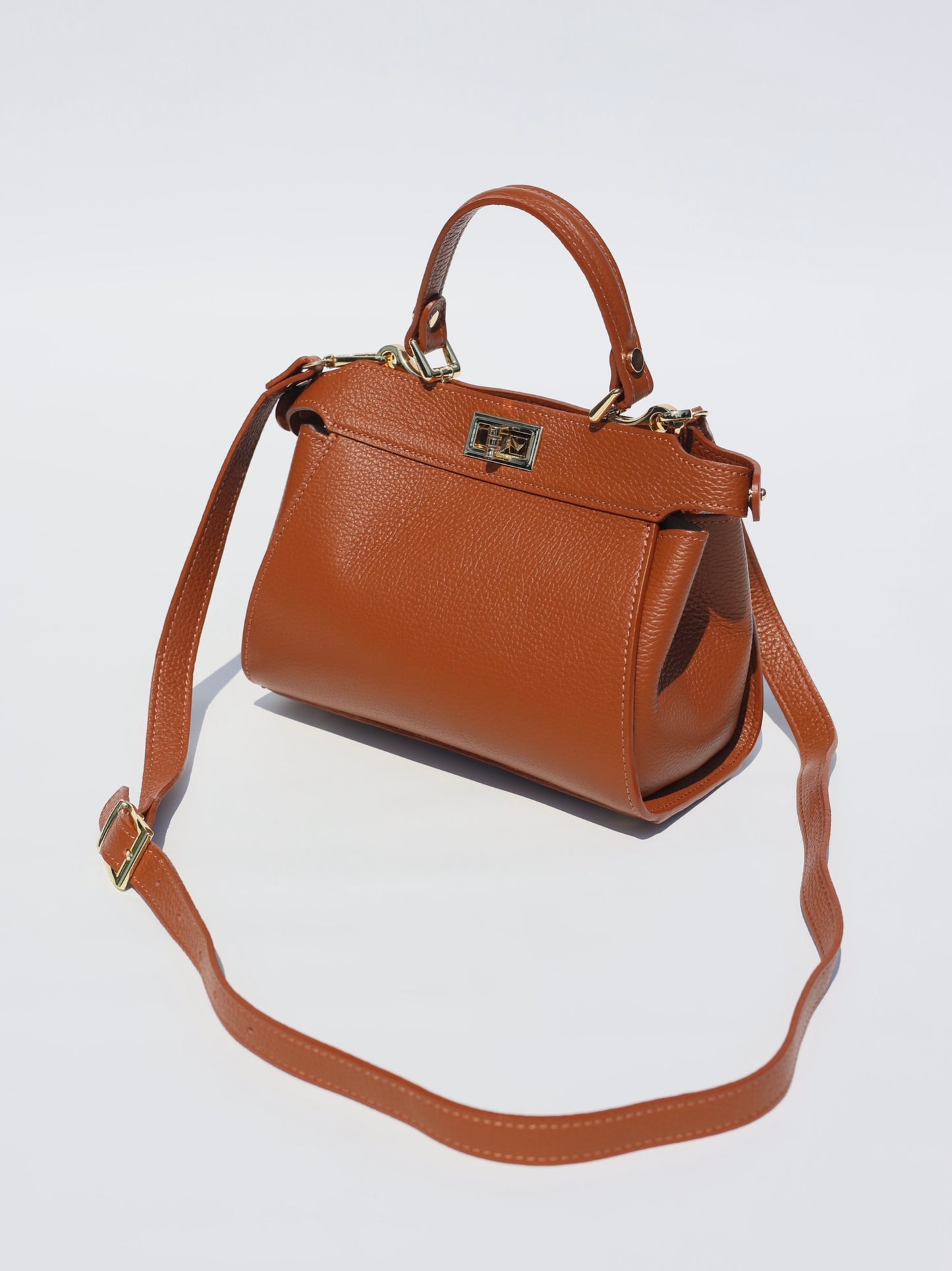 Lira Leather Handbag in Camel Brown