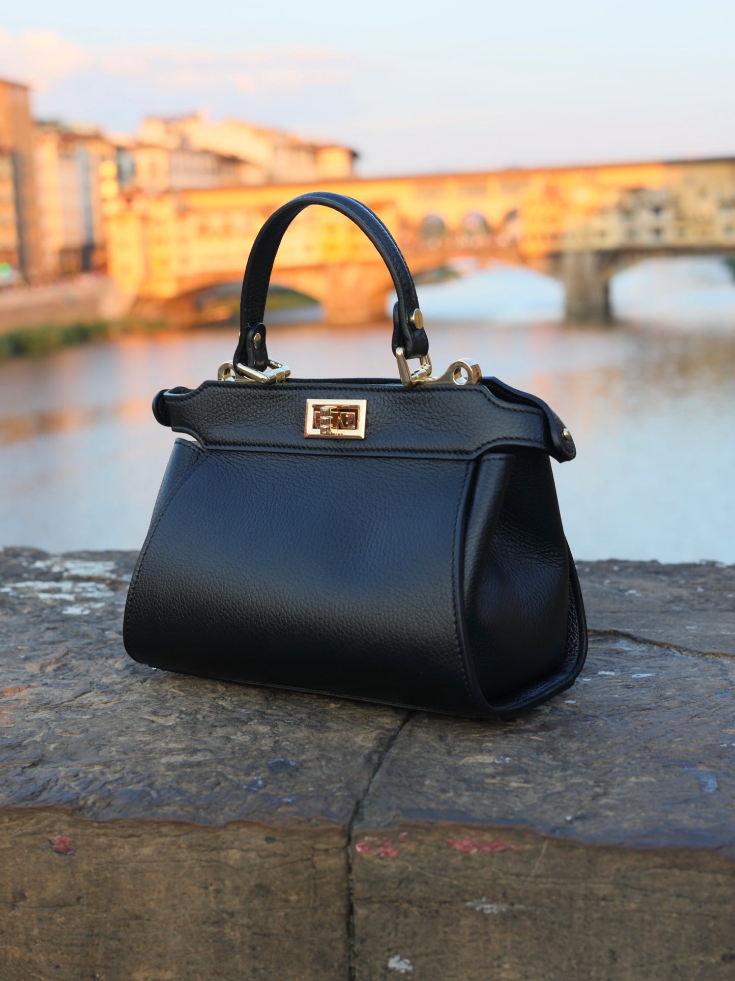 Lira Leather Handbag in Black