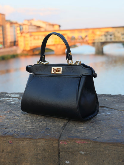 Lira Leather Handbag in Black