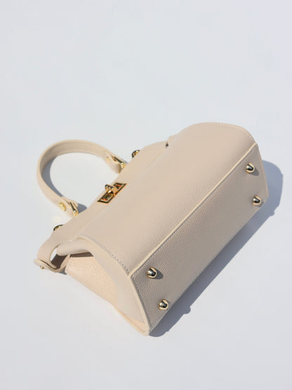 Lira Leather Handbag in Cream