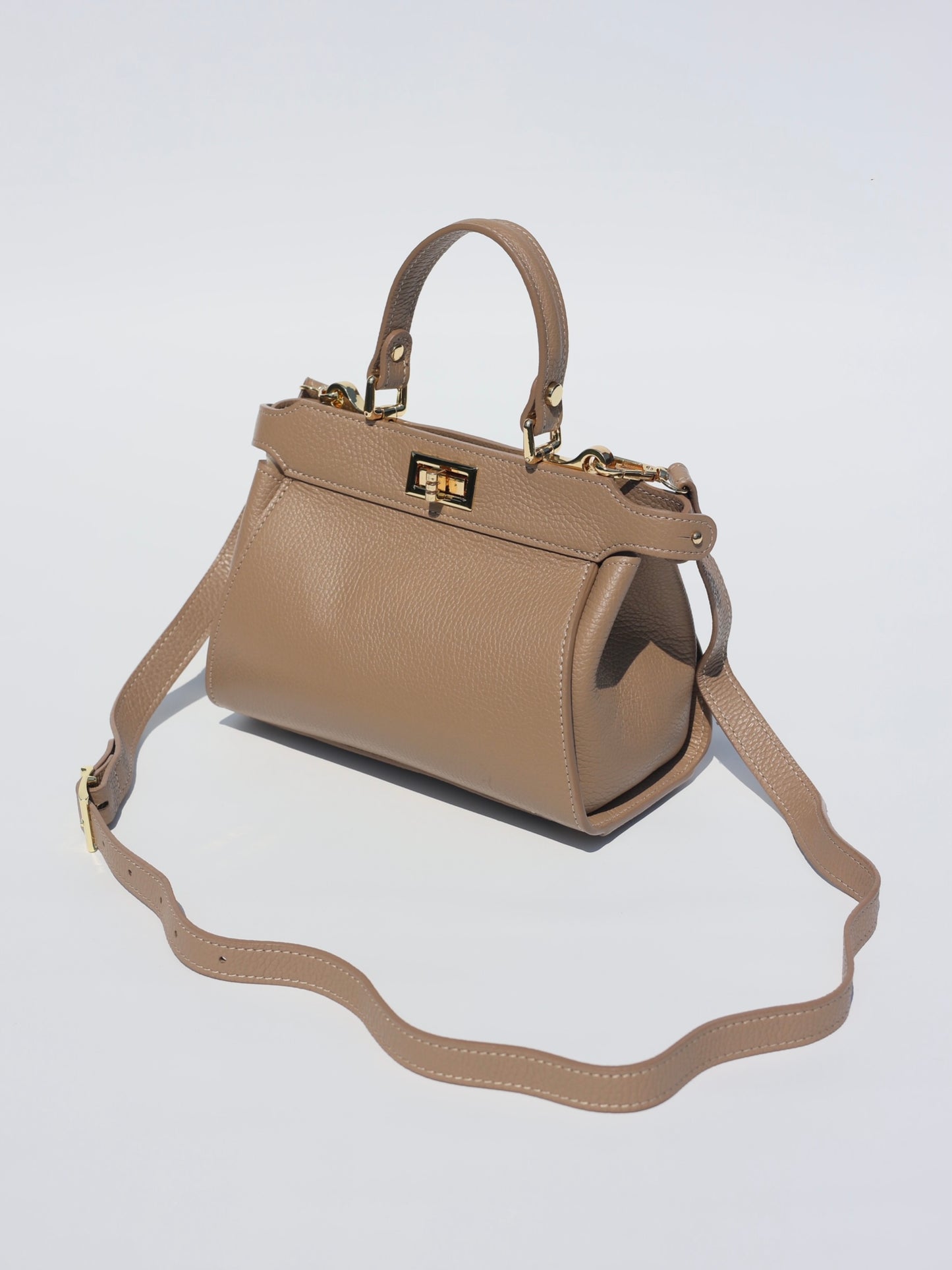 Lira Leather Handbag in Taupe