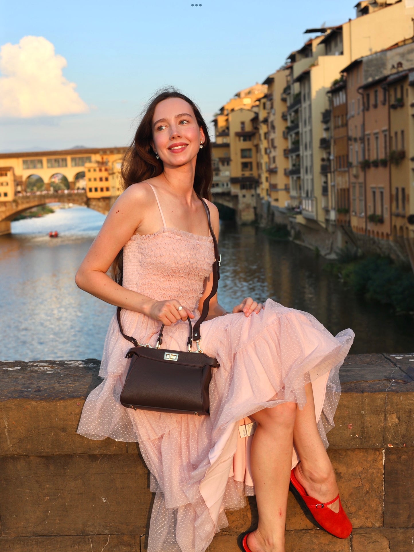 Lira Leather Handbag in Chocolate Brown