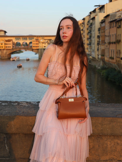Lira Leather Handbag in Camel Brown