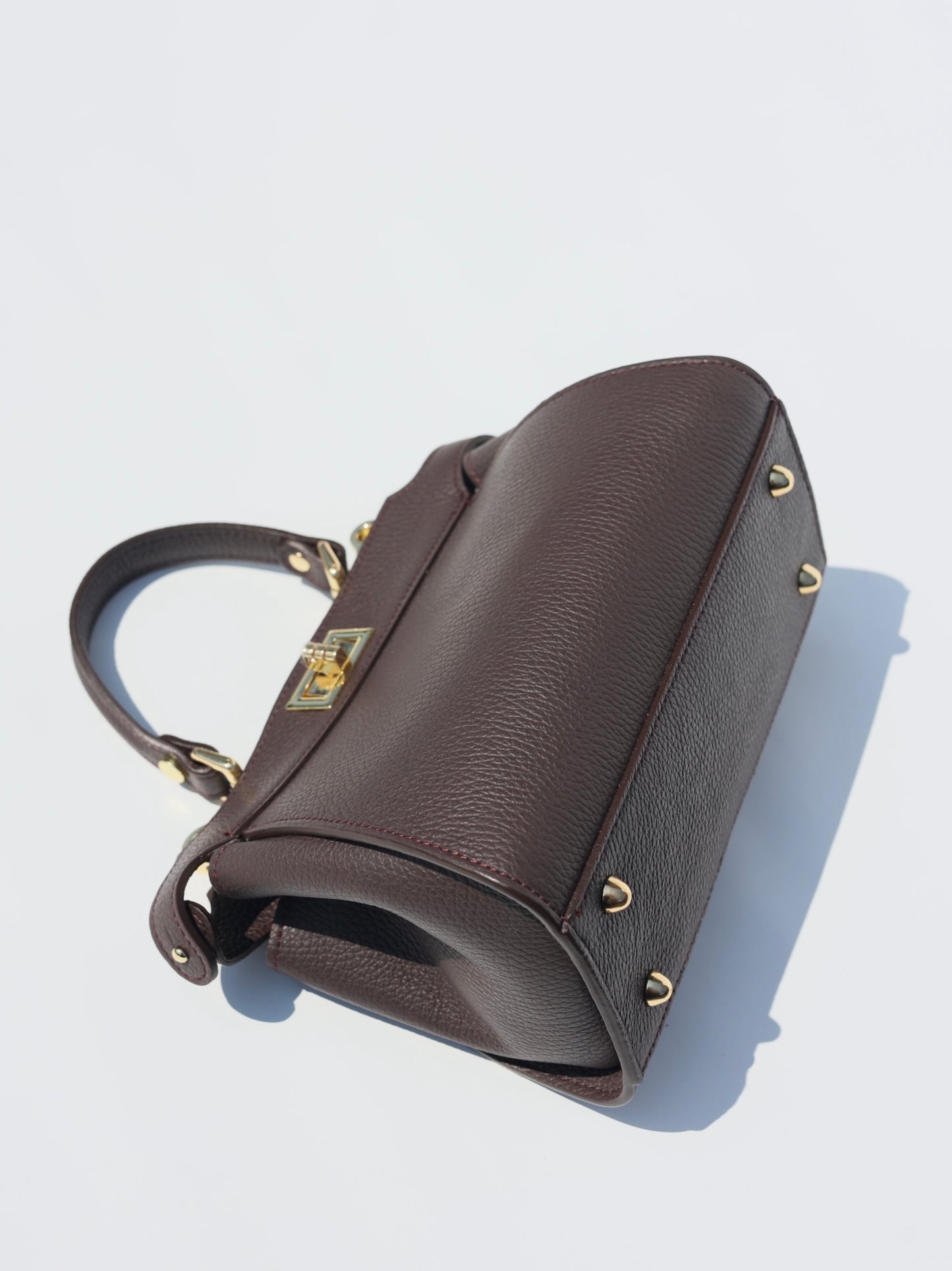 Lira Leather Handbag in Chocolate Brown