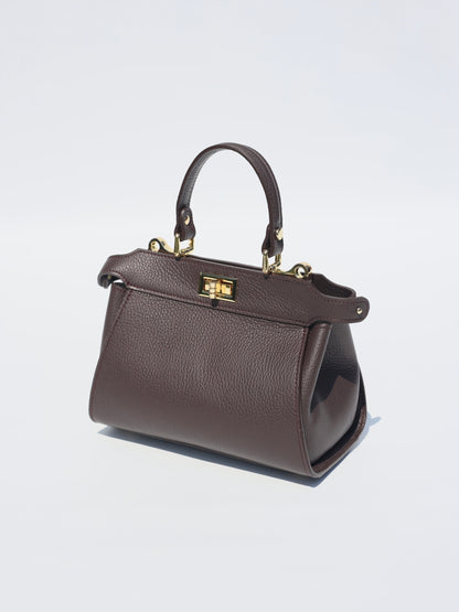 Lira Leather Handbag in Chocolate Brown