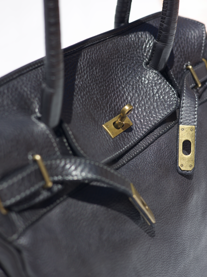 Siena Washed Calfskin Handbag | Solid Black
