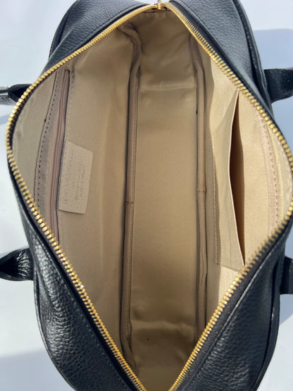 Nina East West Leather Shoulder Bag in  Black
