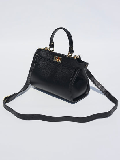 Lira Leather Handbag in Black