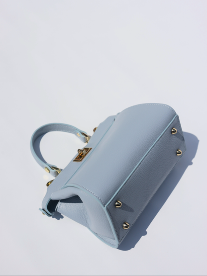 Lira Leather Handbag in Baby Blue