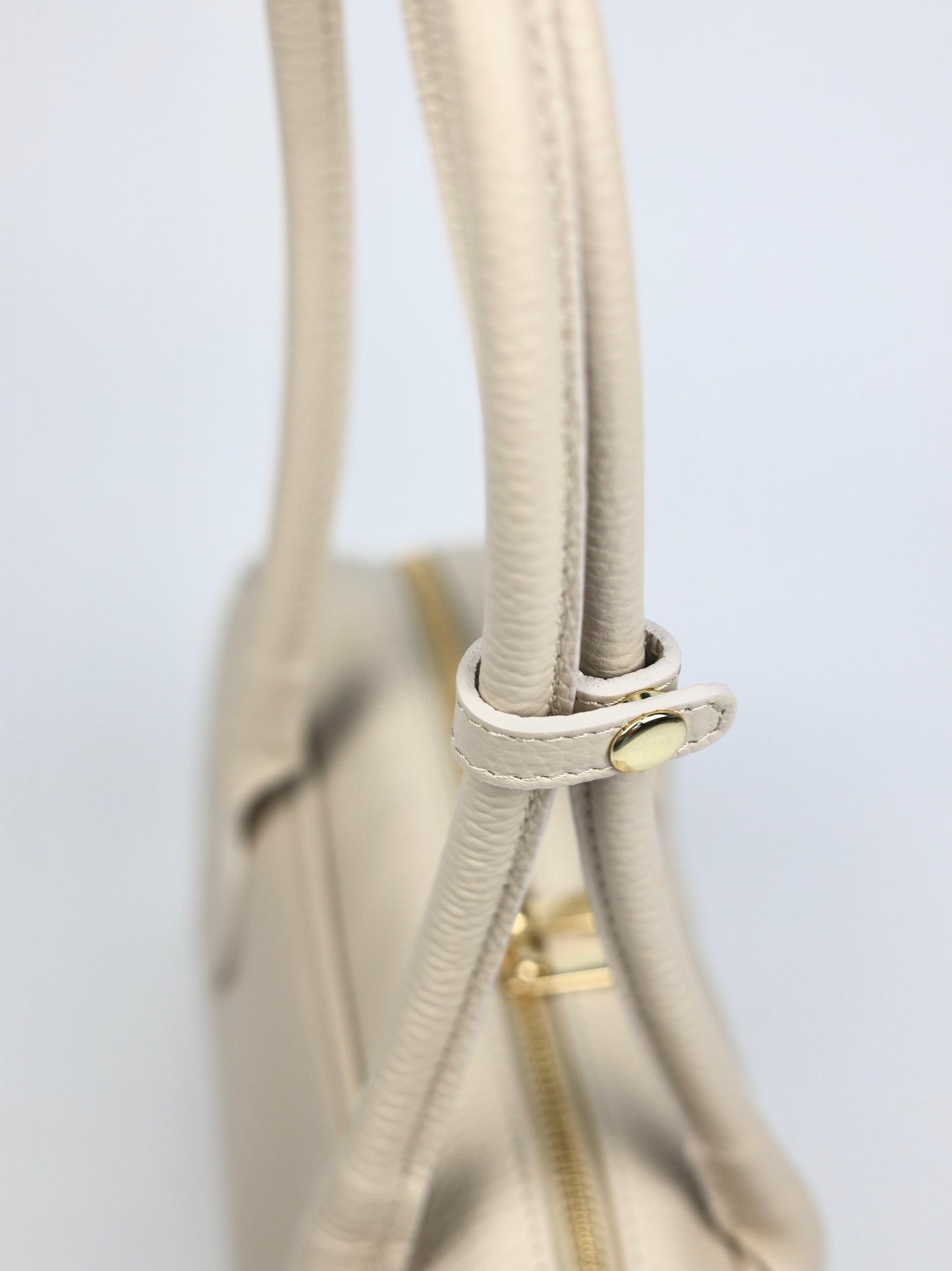 Nina East West Leather Shoulder Bag Beige