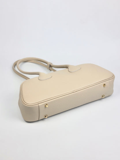 Nina East West Leather Shoulder Bag Beige
