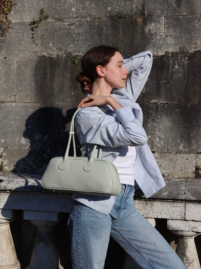Nina East West Leather Shoulder Bag Mint