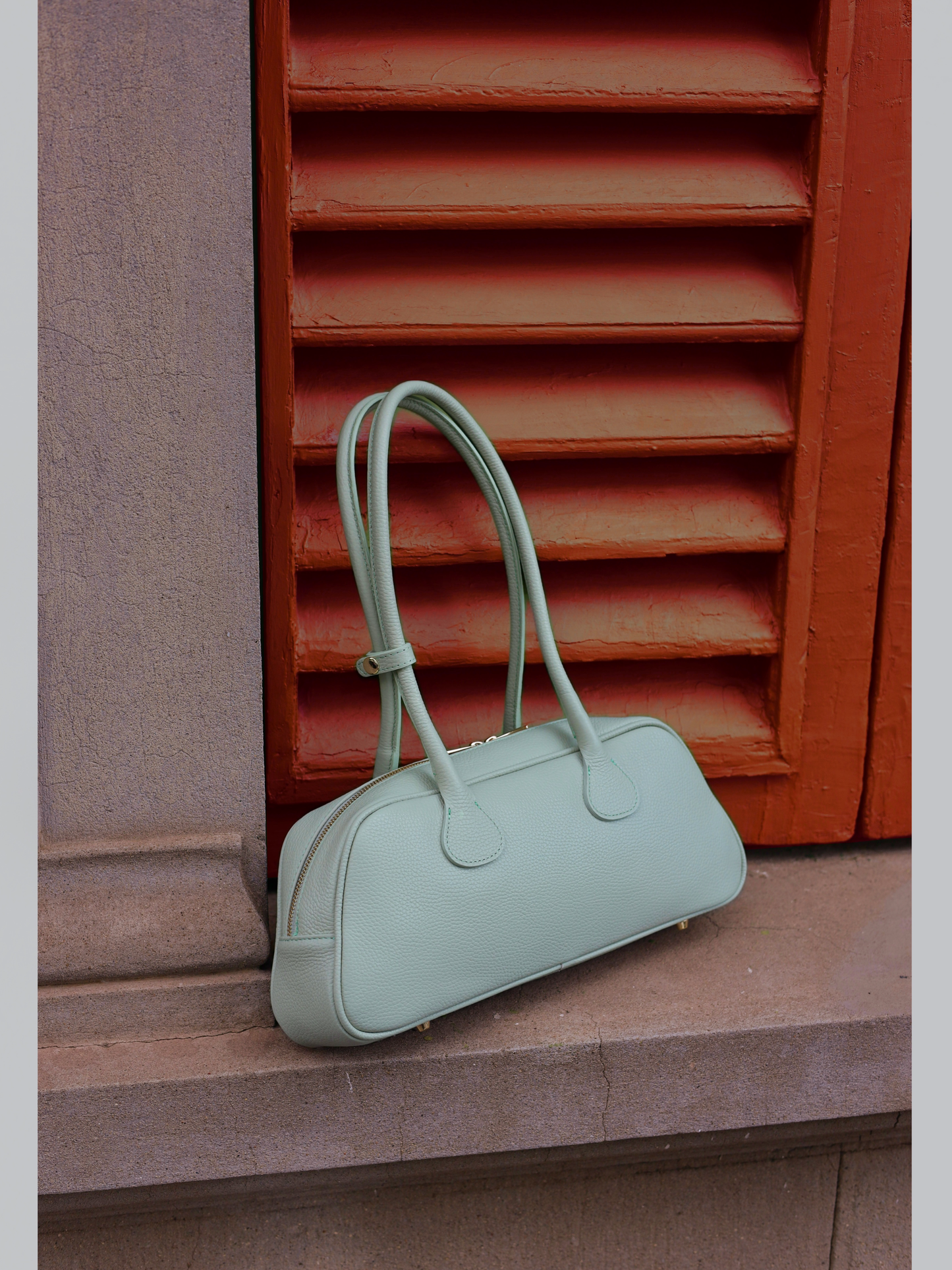 Nina East West Leather Shoulder Bag Mint