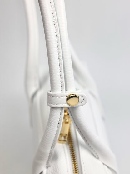 Nina East West Leather Shoulder Bag White