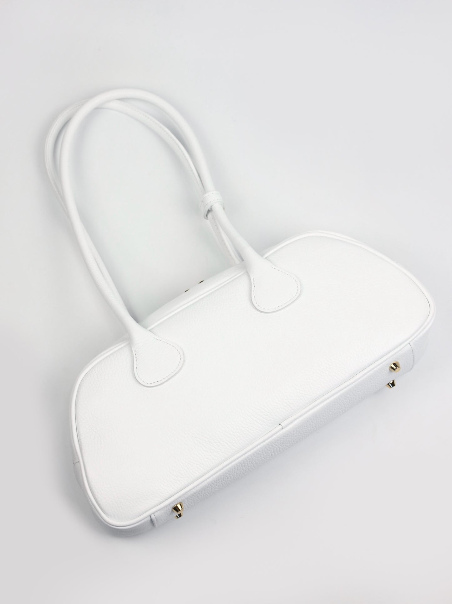 Nina East West Leather Shoulder Bag White