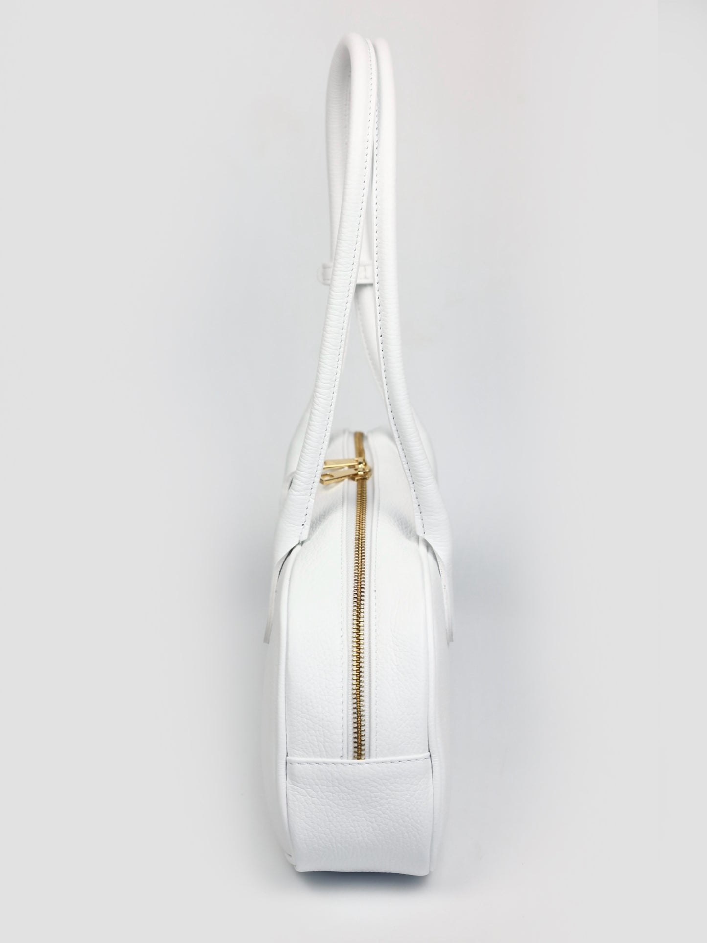 Nina East West Leather Shoulder Bag White