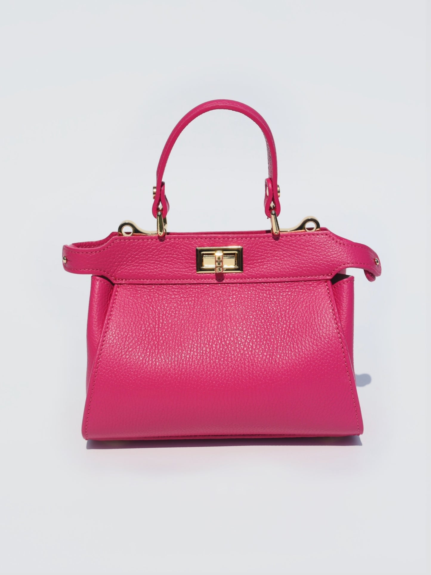 Lira Leather Handbag in Fuchsia