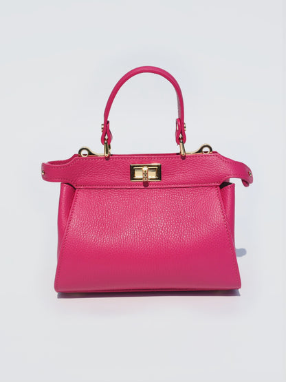 Lira Leather Handbag in Fuchsia
