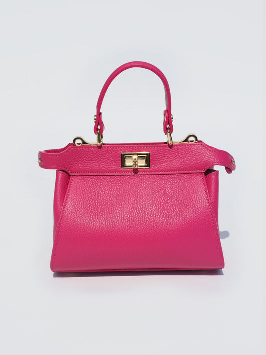 Lira Leather Handbag in Fuchsia