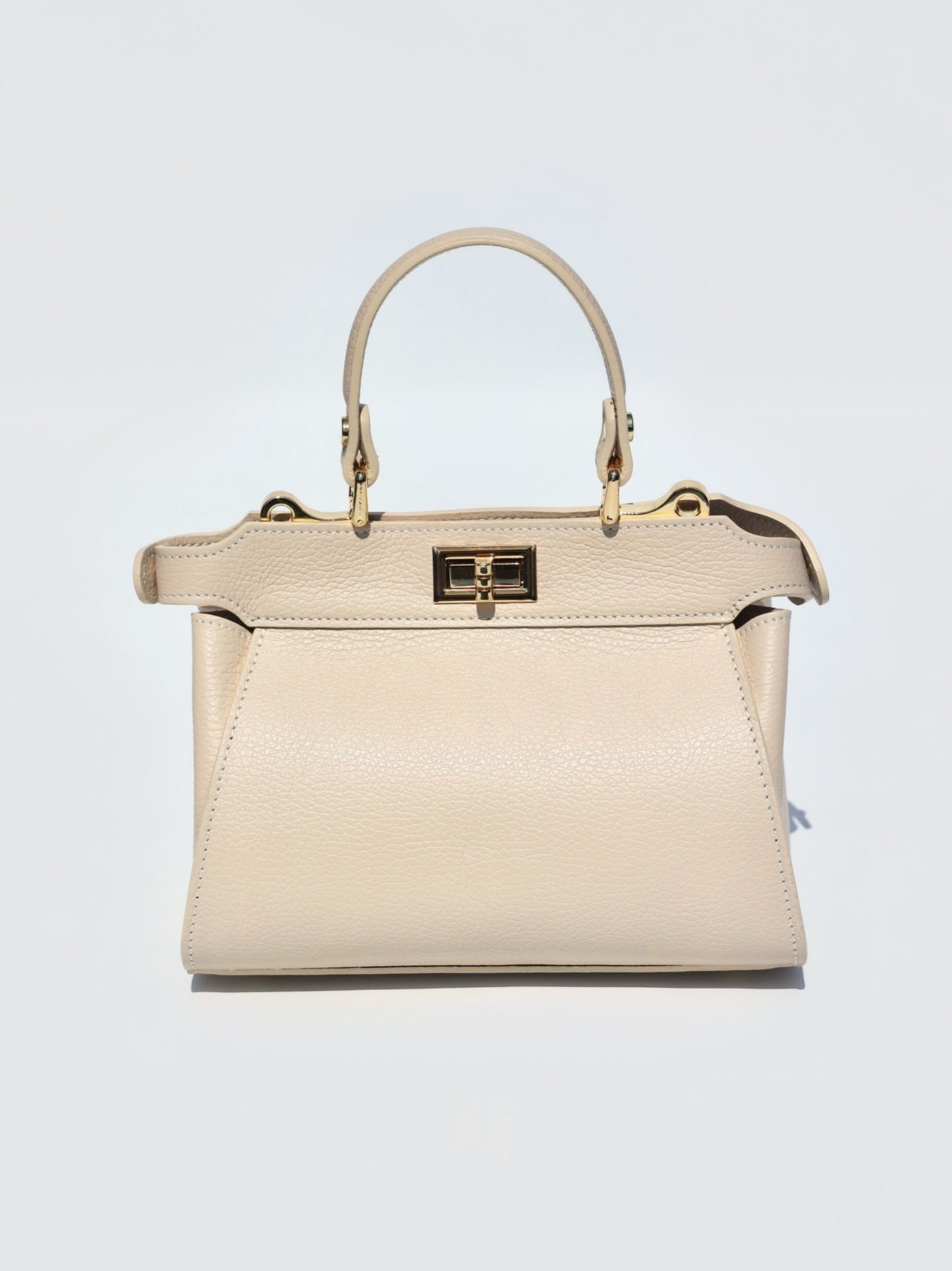 Lira Leather Handbag in Cream