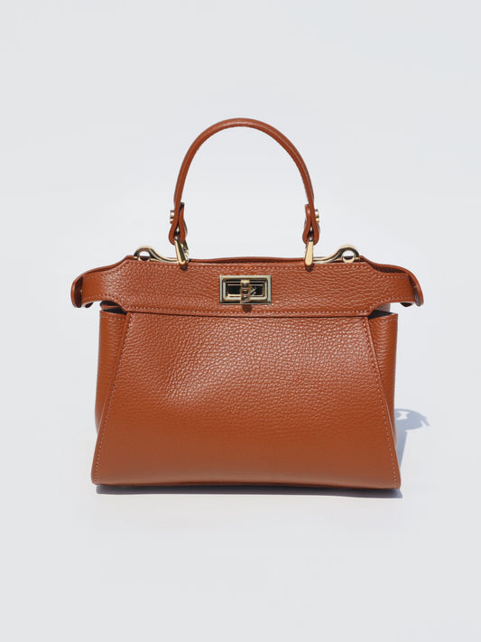Lira Leather Handbag in Camel Brown