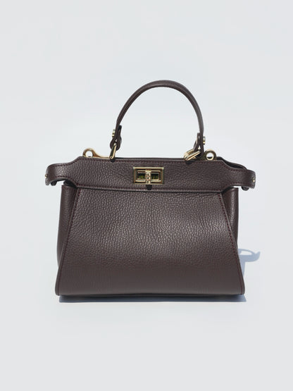 Lira Leather Handbag in Chocolate Brown