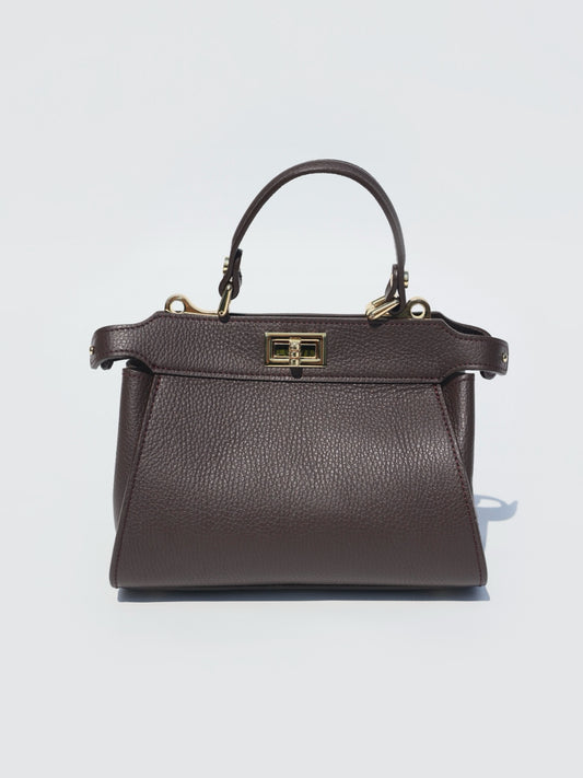 Lira Leather Handbag in Chocolate Brown
