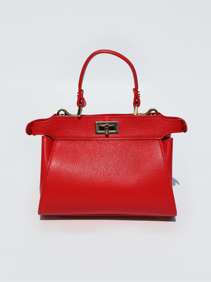 Lira Leather Handbag in Red