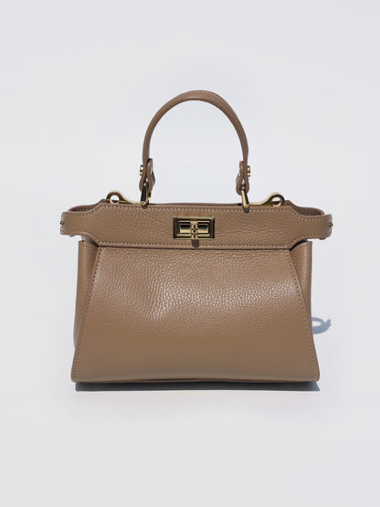 Lira Leather Handbag in Taupe